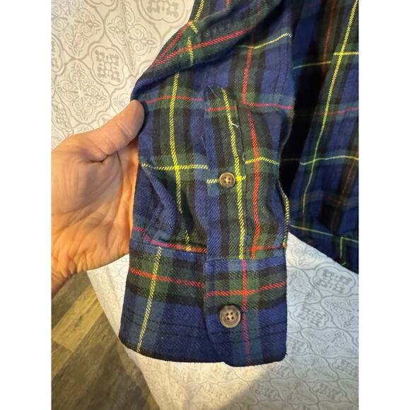 Jachs New York Men's Recycled Flannel Blue/Green Shirt Large‎ Gorpcore Classic - Picture 4 of 12